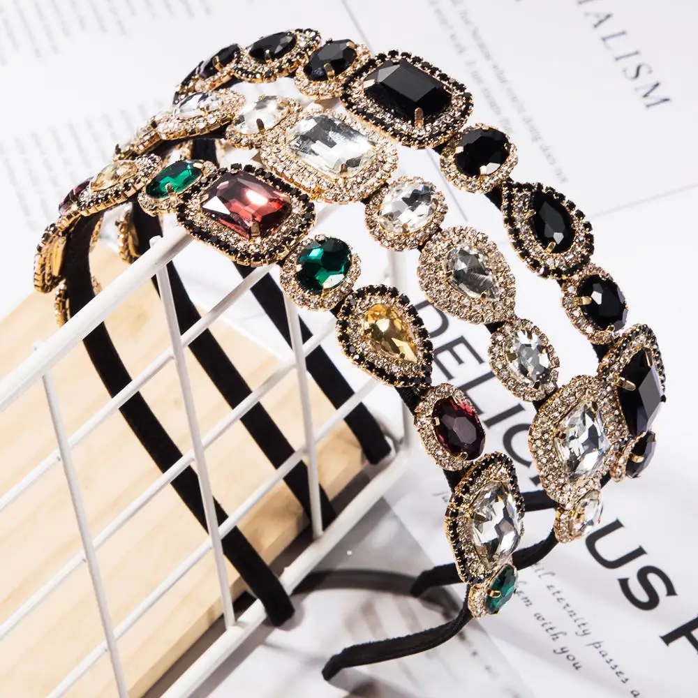 

Винтажные Красочные Стразы, украшения для волос для женщин, искусственные волосы, аксессуары для волос, повязка для волос для девочек