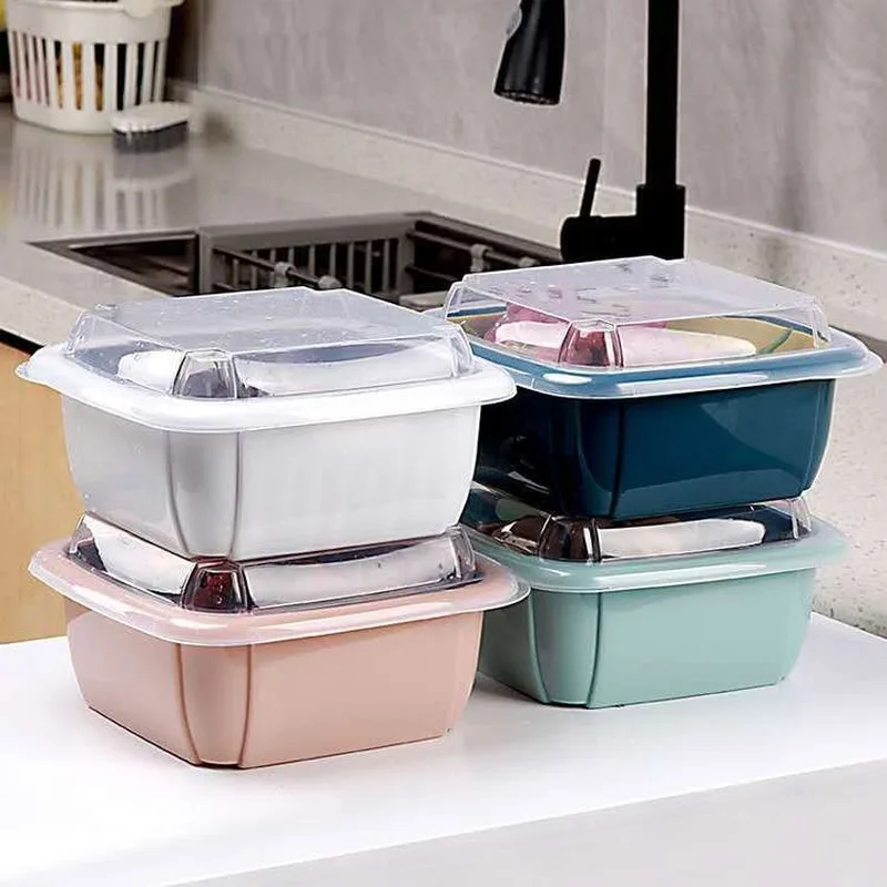 

Multi-functional Refrigerator Crisper Kitchen Washing Basket Refrigerator Plastic Preservation Receive Basket with Cover