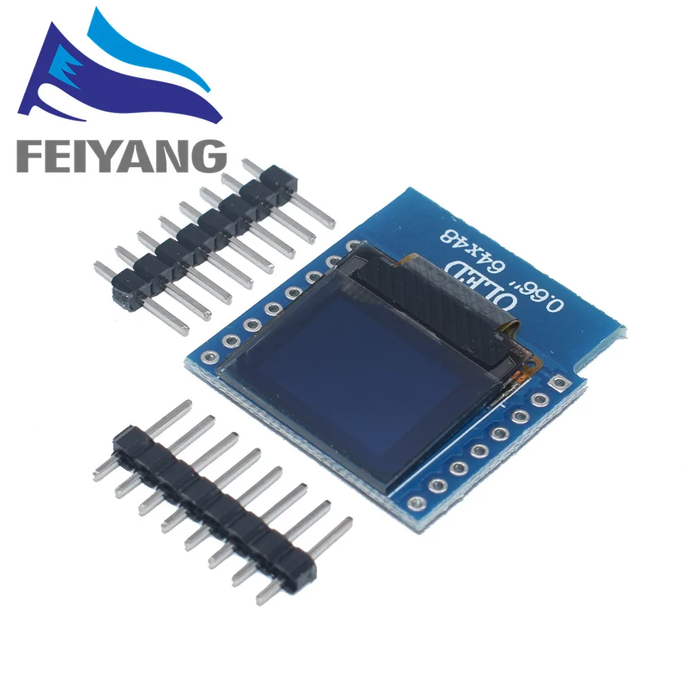 0.66 inch OLED Display Module for WEMOS D1 MINI ESP32 AVR STM32 64x48 0.66" LCD Screen IIC I2C | Электронные компоненты и