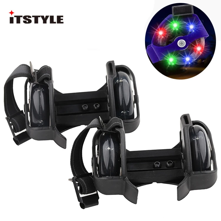 ITSTYLE Colorful Flashing Roller Whirlwind Pulley Flash Wheels Heel Roller Adjustable Simply Roller Skating Shoes for kids Adult