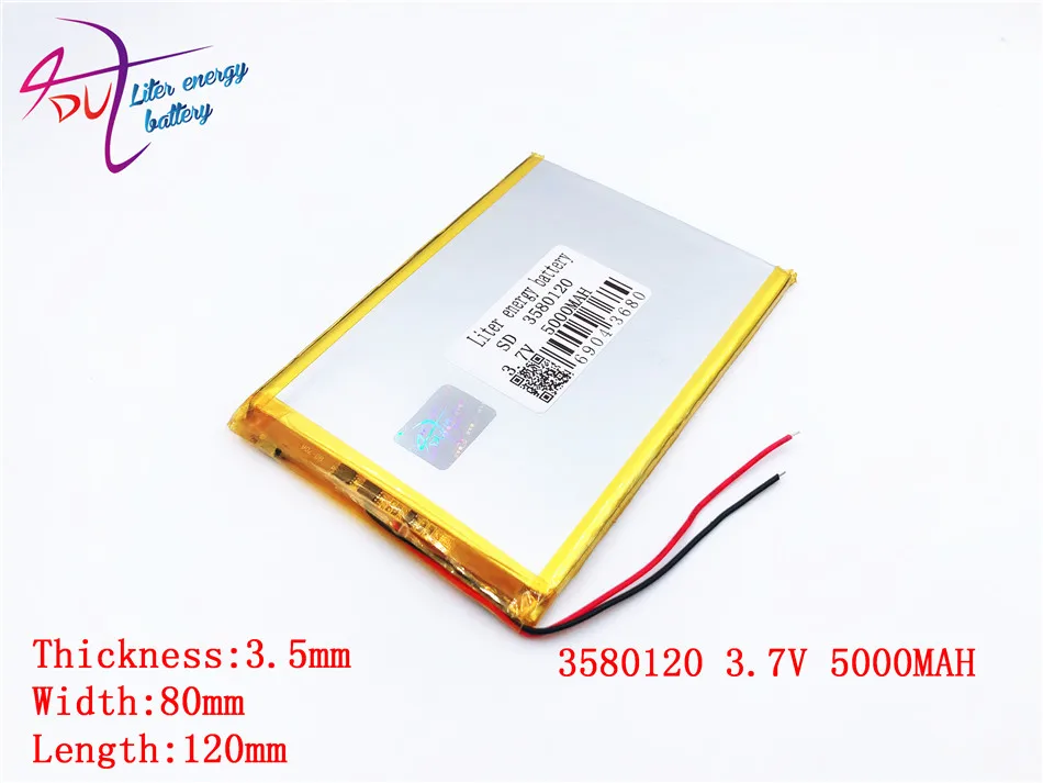 Liter energy battery Size 3580120 3.7v 5000mah Lithium Polymer Battery With Board For 7 Inch Tablet Pc | Электроника