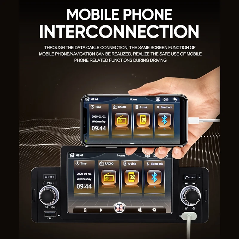 

1 Din Car Radio Stereo 5 Inch Multimedia IPS Touchscreen MP5 Player With Button Knob Dual USB Bluetooth Mirror Link