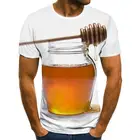 Летняя новая мужская футболка, Женский свитшот с 3D принтом медовой банки, индивидуальный Повседневный модный топ с коротким рукавом в стиле хип-хоп, футболка унисекс