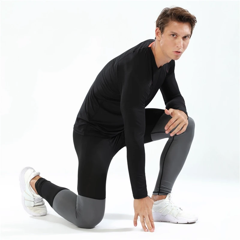 Новые компрессионные колготки мужские спортивные Леггинсы для тренажерного