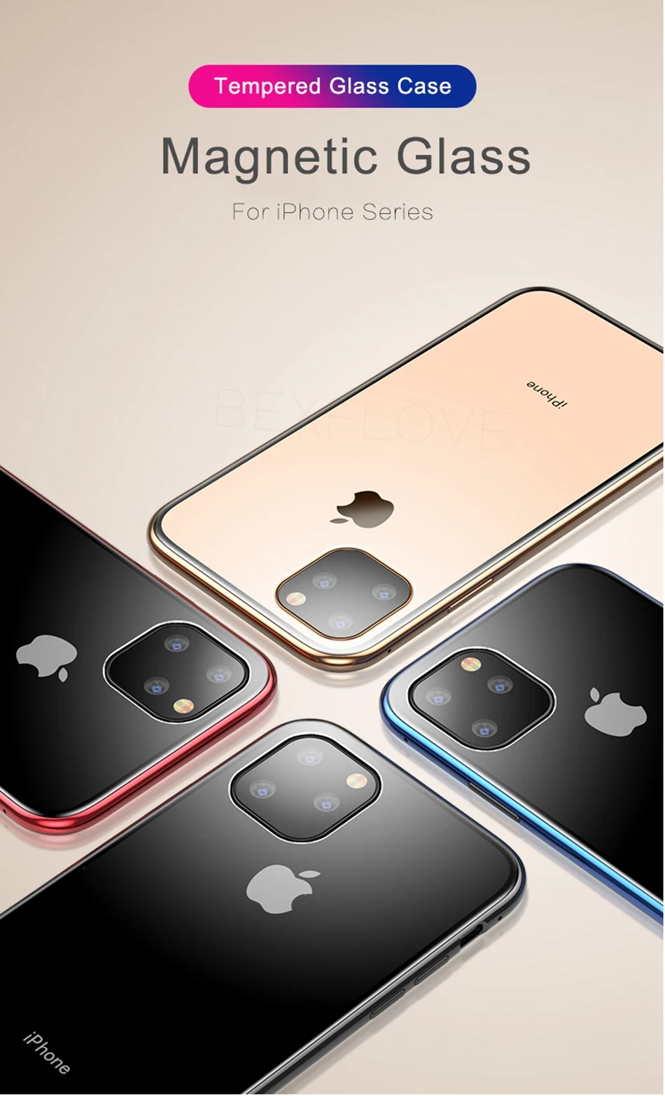 360 металлический чехол для iPhone 6, 7, 8 Plus, X, XR, XS MAX, чехол на магните, роскошный противоударный чехол из закаленного стекла для iPhone 11 Pro Max, чехол