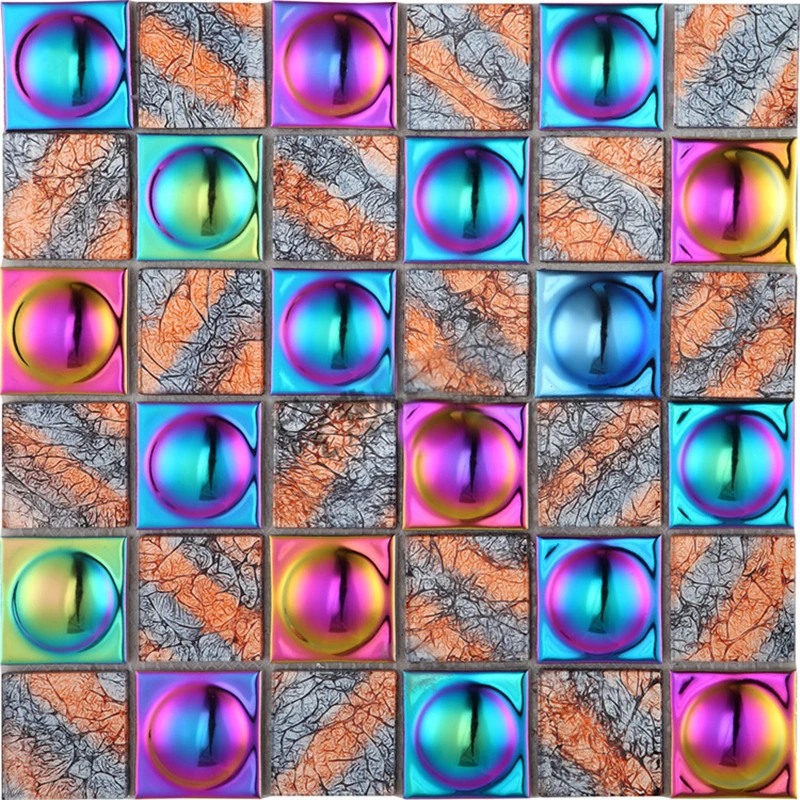 Переливающаяся стеклянная мозаичная плитка с гальваническим покрытием для