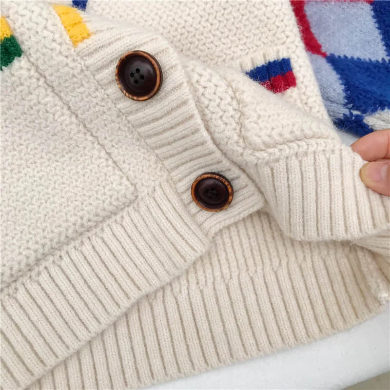 

2021 spring new Japanese and Korean popular children's girls' coat parent child sweater thickened knitted cardigan fashion