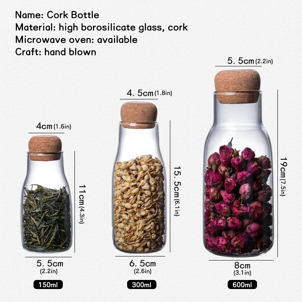 

Clear Glass Bottle Coffee Bean Storage Jar Tea Can With Cork Food Storage Container Kitchen Storage Jar Bottle Kitchen Tool