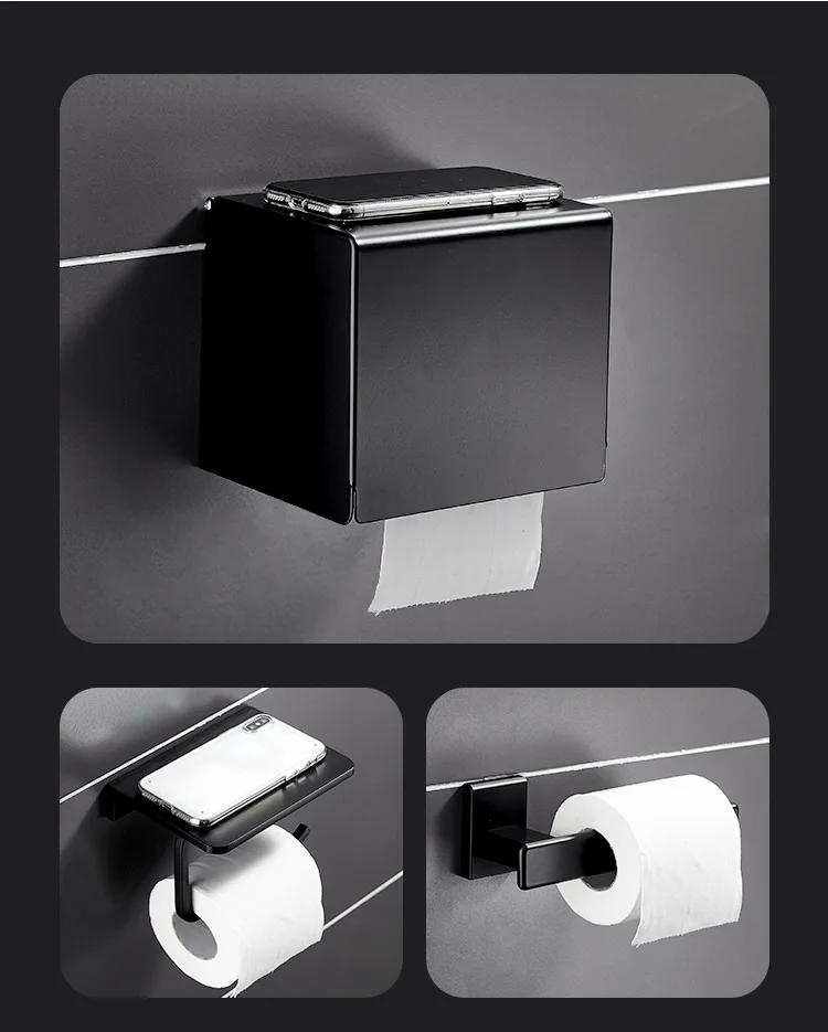 Черная матовая алюминиевая угловая полка, металлическая ванная комната, держатель для туалетной щетки, аксессуары для ванной комнаты, набор для ванной