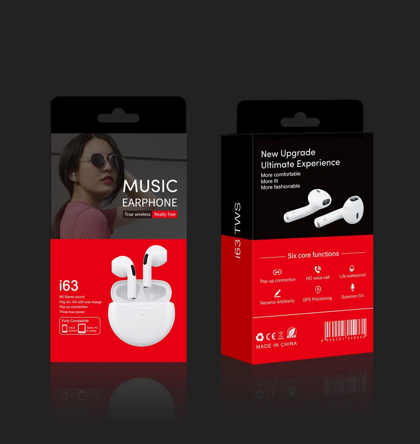 

Wireless Bluetooth TWS Headphones, Hi-Fi Stereo Headphones, PK AP4 Pro 4 TWS Handsfree for iPhone, Xiaomi and Huawei