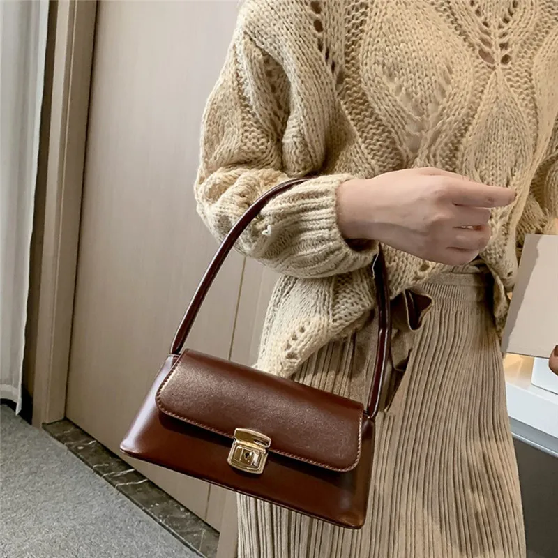 Ретро сумка сумки на плечо для женщин из искусственной кожи сумочка багет