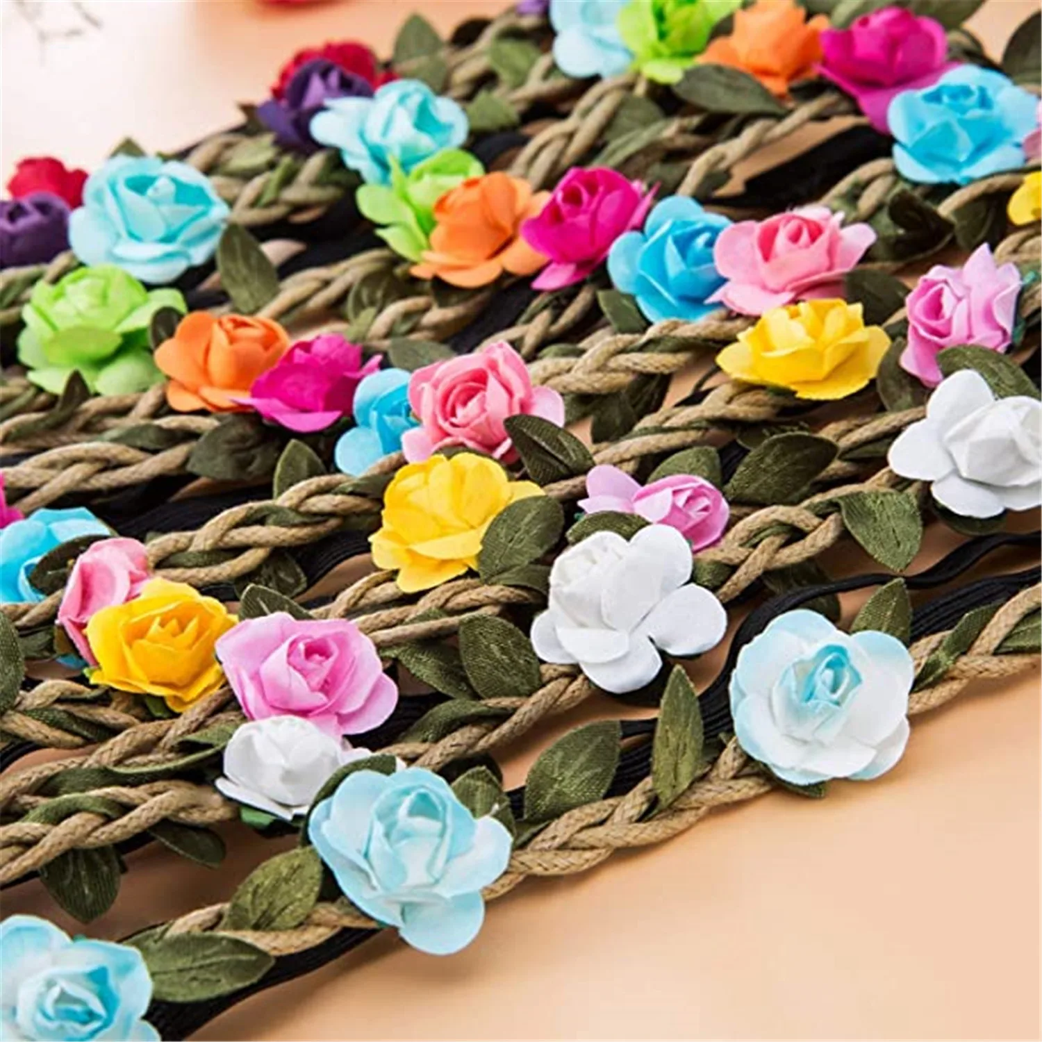 

Candygirl Flower Crown Floral Garland Headbands For Girls Wedding Party Holiday Rose Flower Headband Hair Band for Women Girls