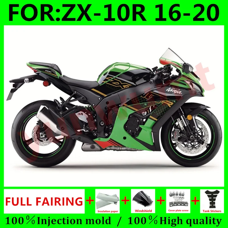 

Обтекатели для кузова нового мотоцикла Kawasaki ZX-10R ZX10R 2016 - 2020 16 17 18 19 20, комплект обтекателей для кузова, черный, зеленый