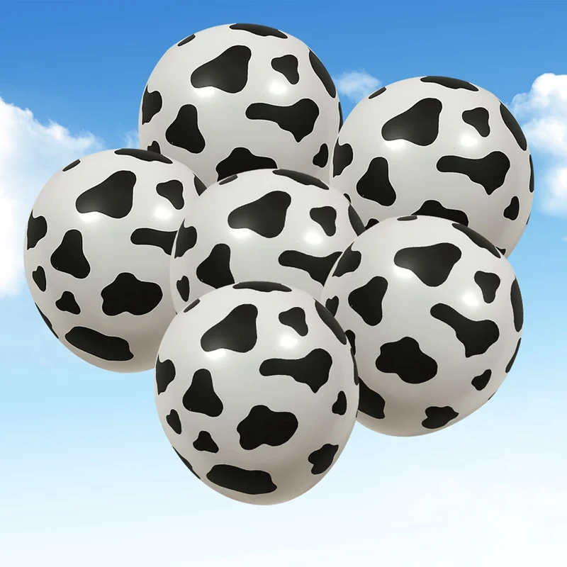 

Party Decorations Baby Shower Supplies 10pcs/lot Cartoon Animals Foil Cow Print Latex Balloons For Farm Theme Birthday