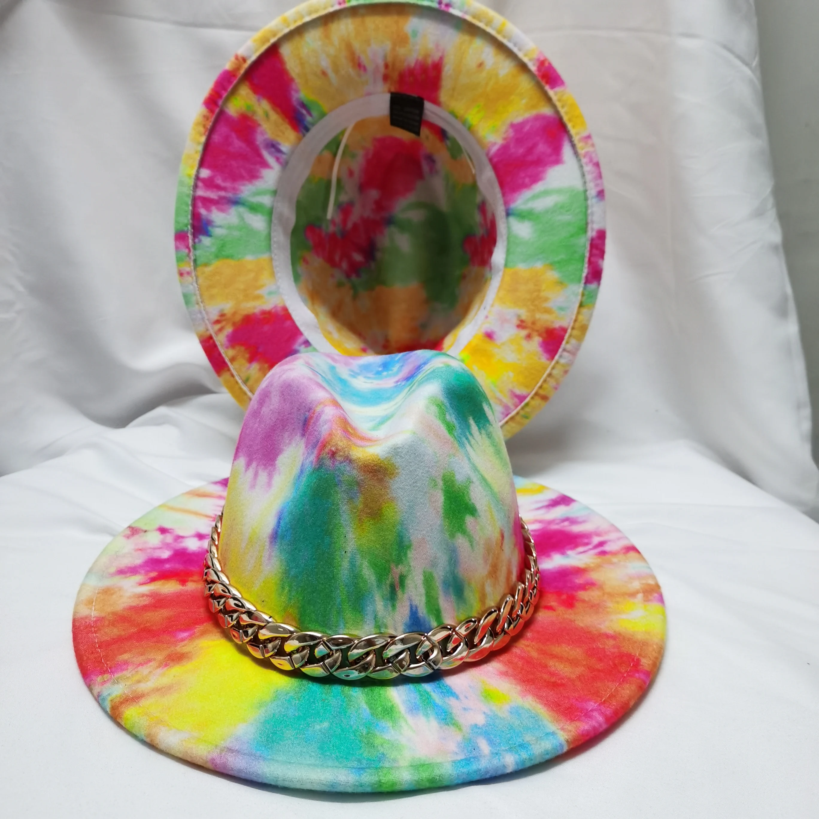 

tie dyed fedora women felt hat jazz hat bowler hat perfomance hat men church hat jazz hats coyboy fedoras flower church hat