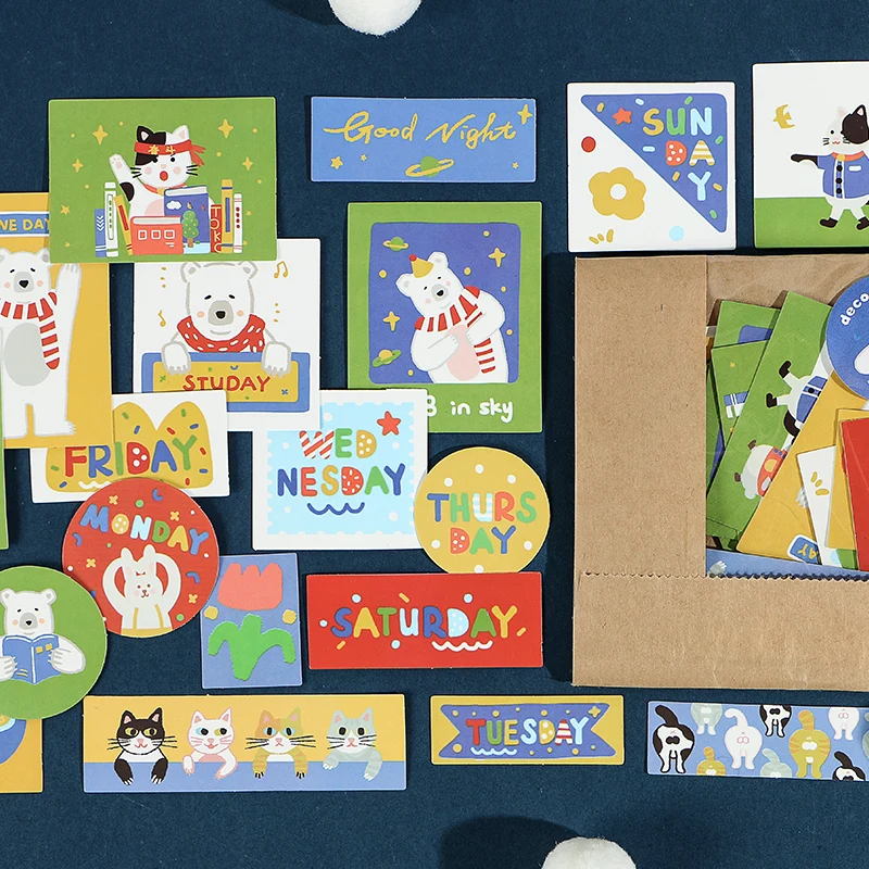 40 шт. милые наклейки в виде цветов и животных Корейском стиле Ins сделай сам