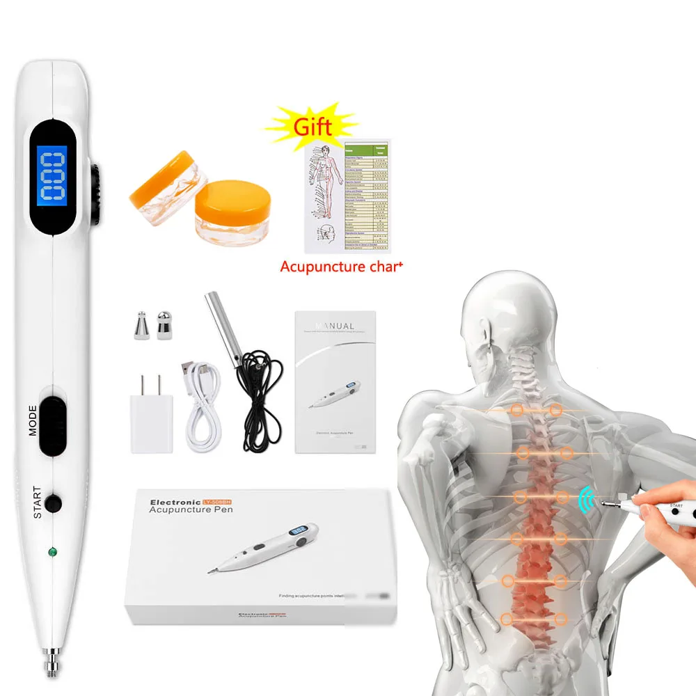 

Электронная акупунктурная ручка, электрическая массажная машинка, автоматический светодиодный массажер для тела с функцией поиска мериди...