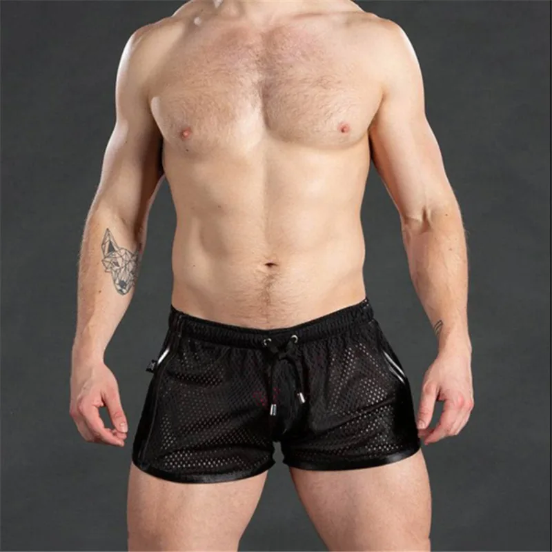 Мужские шорты для фитнеса и бодибилдинга сетчатые дышащие быстросохнущие модные