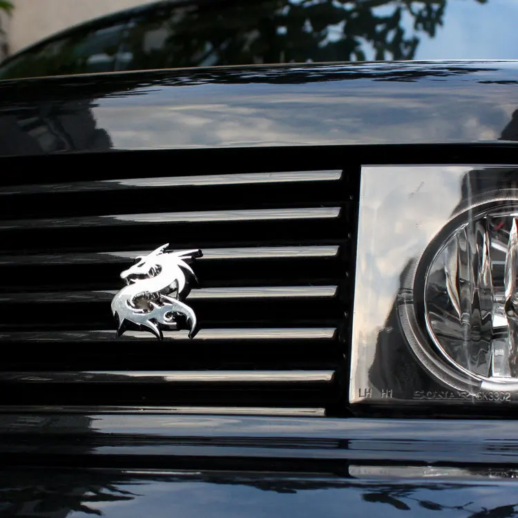 

Chinese Dragon Totem Kylin Unicorn Animal Zinc Alloy Chrome Metal Car Styling Emblem Badge 3D Sticker Decal Scratch Spot Cover