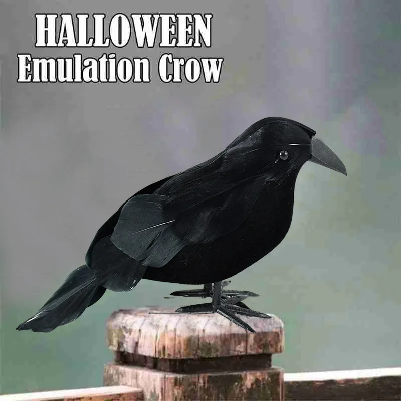 

1/2pcs Simulation Black Crow Animal Model Artificial Crow Black Raven Realistic Prop Halloween Party Decor Black Fake Bird