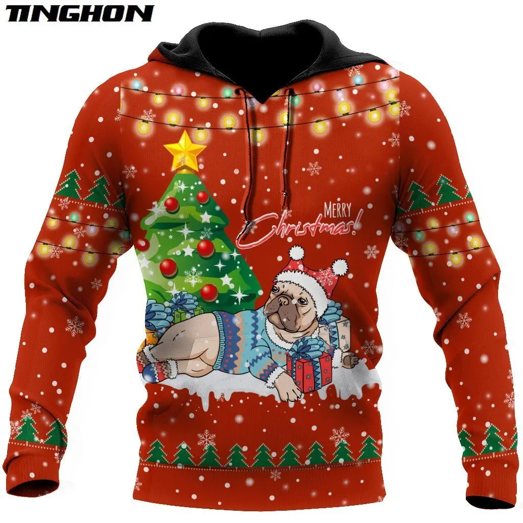 

Bull dog Merry Christmas 3D full Printing Autumn Men Hoodie Unisex Fashion Hooded Sweatshirt Casual Jacket Tracksuits XY74