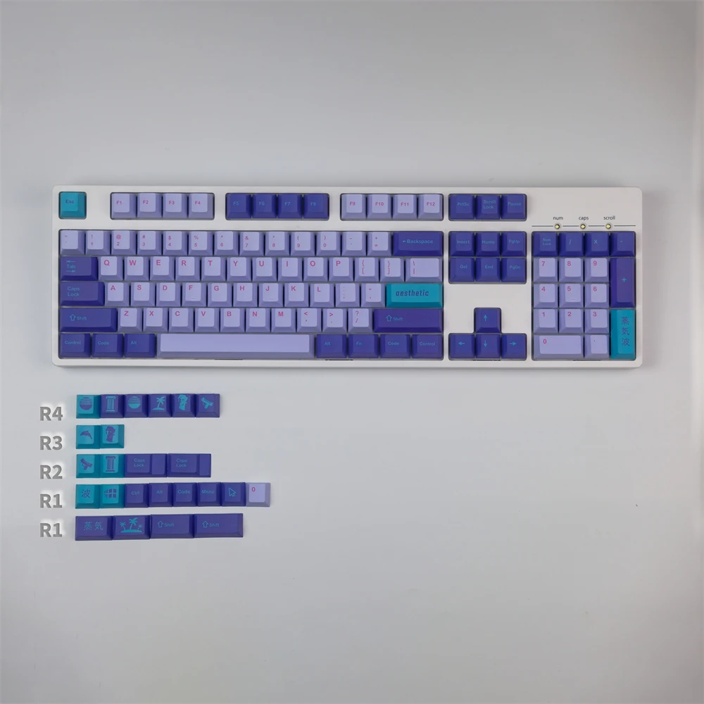 GMK Vaporwave Keycaps PBT DYE-Sublimation Mechanical Keyboards 124 Keys Cherry KeyCap For MX Switch GH60 64 68 84 87 104 Layout images - 6