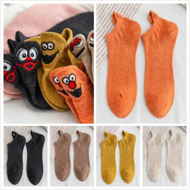 20 Женские носки, 5 пар, женские хлопковые носки с вышивкой Kawaii, короткие носки, женские носки-башмачки, женские повседневные носки - Цвет: 20