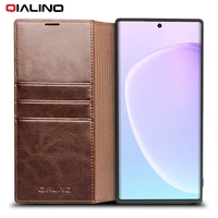 qialino luxury genuine leather phone cover for samsung galaxy note 10 handmade flip case with card slots for galaxy note 10