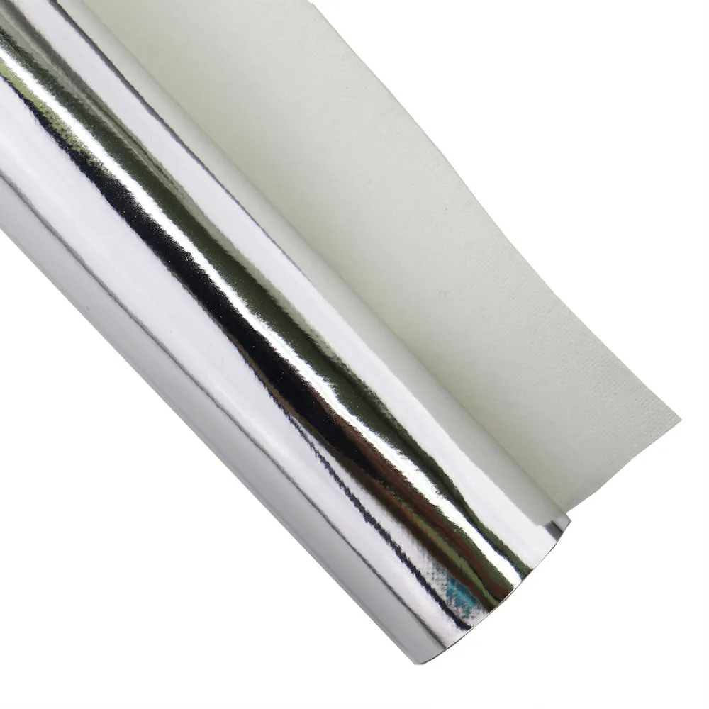 Искусственная кожа серебристая гладкая зеркальная личи 30x134 см в рулоне