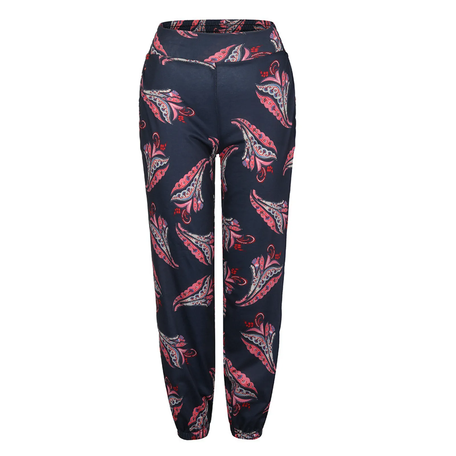 

Women's pants 2021 Summer New Women High Waist 3D Printing Easy Trousers Long Pants Drawstring Pockets Boho Beach Pants