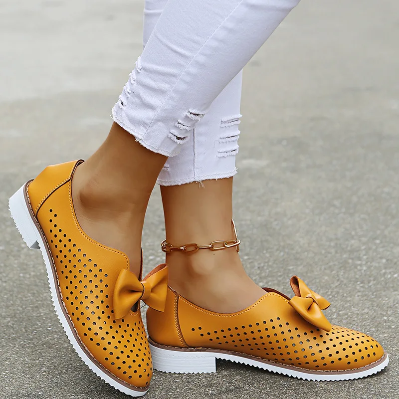

Women Sandals Bowknot Sneakers Spring Summer Hollow Out Breathable Slip On Casual Shoes Wedge Sneaker Female Vulcanized Shoes