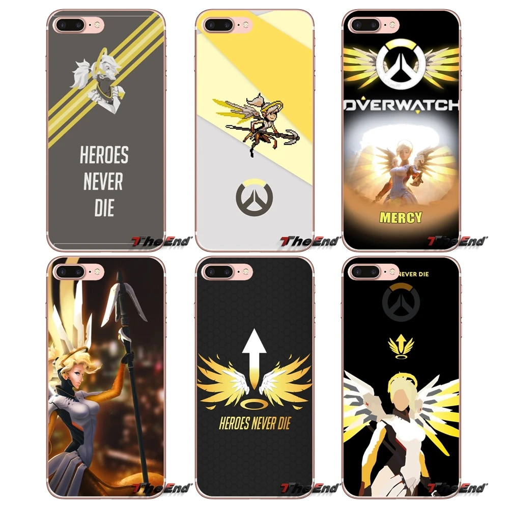 Overwatch OW персонаж милости мягкая прозрачная сумка чехол для Apple IPhone X 4 4S 5 5S SE 5C 6 6s 7 8