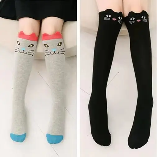 2Pairs Милые детские чулки; хлопковые колготки с изображением кота, медведя, животных для девочек; Милые гольфы для От 3 до 12 лет; танцевальные колготки принцессы - Цвет: 2Pairs