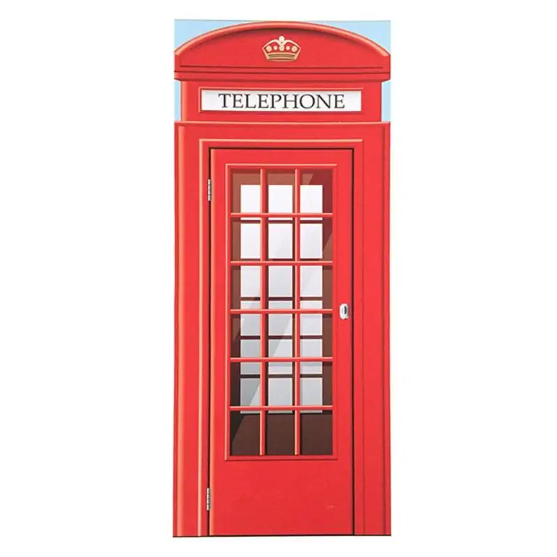 В британском лондонском стиле Красная телефонная будка двери стикеры