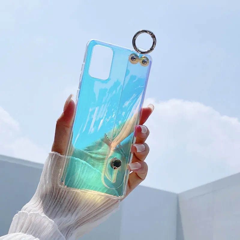 Dream Color Case For Samsung Galaxy A72 A52 A32 A22 A82 A02S A42 A31 A51 A71 A12 A21S S21 Shockproof Soft TPU Wrist Strap Cover