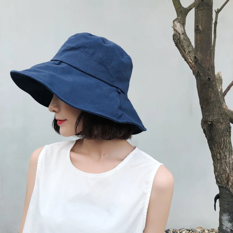 

JIFANPAUL sun hat female summer bow fisherman hat solid color basin hat travel cloth sun hat sunscreen foldable fisherman hat
