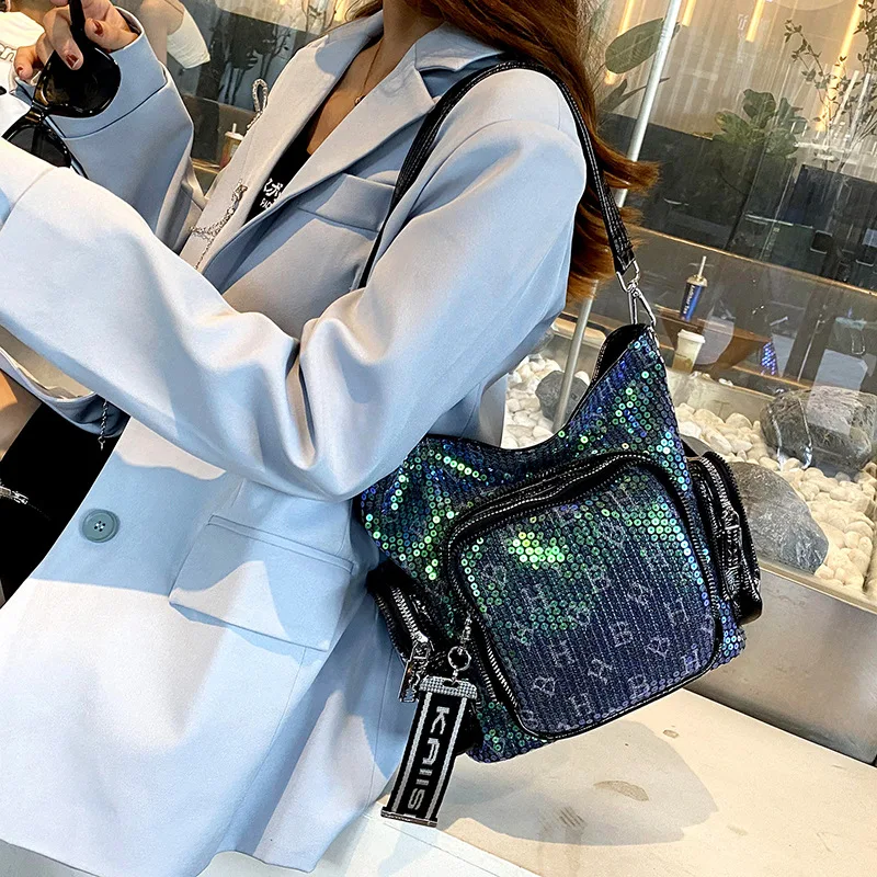 

Women's Bags 2021 New Fashion Ins Sequins Multi-purpose Broadband Shoulder Casual Messenger Bucket Bag Ladies Hand Bags Torebki