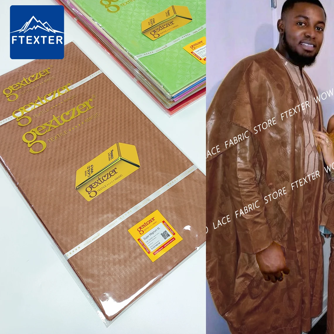 Оптовая цена! 5 ярдов Мужская африканская кружевная ткань базин богатый парчом