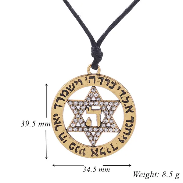 Rope Antique Gold Dawapara Звезда Давида ожерелья и кулоны для Для женщин заявление Израиль Сверхъестественное Подвески Ювелирные изделия Стразы Подвески - Окраска металла: Rope Antique Gold