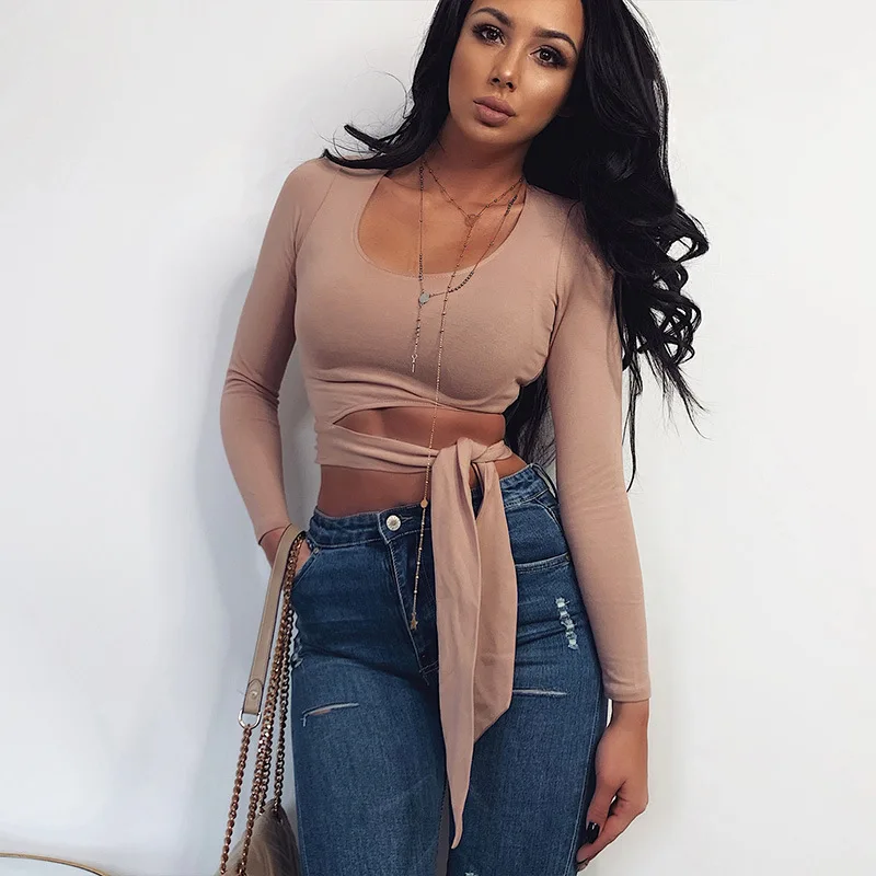 Женский укороченный топ для фитнеса NCLAGEN облегающая футболка с длинным рукавом