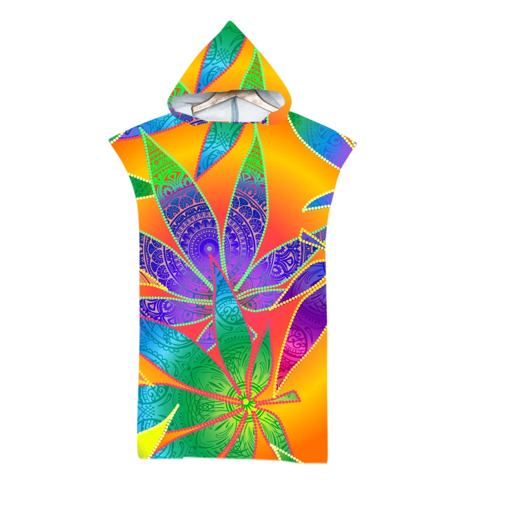 

Leaf Hooded Beach Towel Microfiber Towel Poncho Swimming Beach Towel Adult Child Bath Towel Bathroom