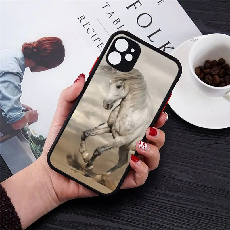 

Horse Animal Running cool Phone Case Matte Transparent for iPhone 7 8 11 12 s mini pro X XS XR MAX Plus cover funda