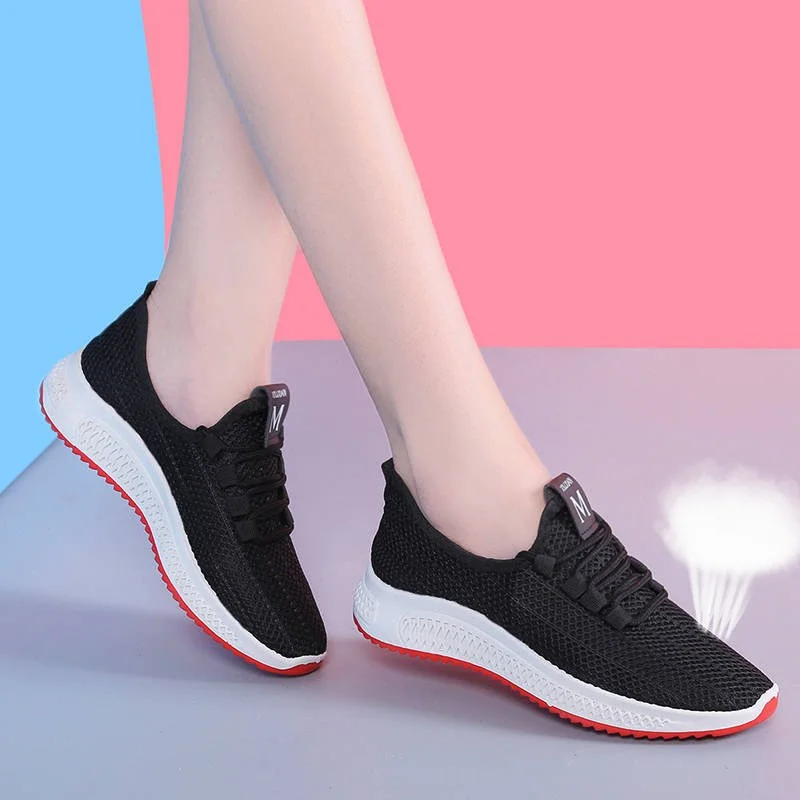 

Summer New Fashion Breathable Ladies Casual Shoes Lightweight and Comfortable Sports Shoes Women's Mesh Korean Student Shoes EVA