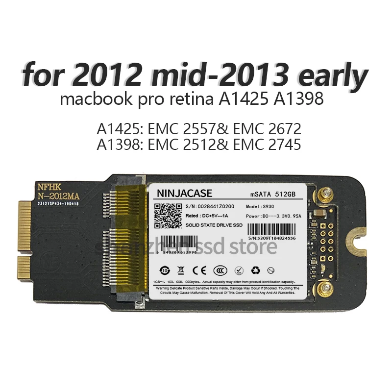 

NEW for Macbook Pro Retina 13" A1425 15" A1398 Blade SSD Solid State Drive 256GB 512GB 1TB Late/Mid 2012 Early 2013
