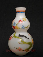 yizhu cultuer art collection ancient china glaze painting flowers birds vase pot decoration