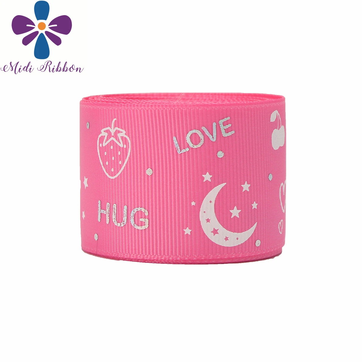 

1-1/2"38mm White Ink Printing Glow in the Dark Sweet Hug Love Printed Solid Color Grosgrain Ribbon DIY Bowknots 50yards/roll