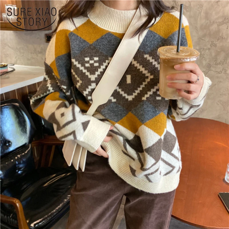 

Casual Knitwear Jumper Fashion Sweater Thick Loose Pullover Women's Sweater 2021 Autumn and Winter Clothes Warm Pull Femme 16473