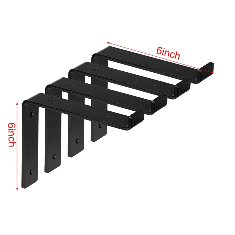 

4 Pack Shelf Brackets 6 Inch Rustic Lip Bracket for Shelves Floating Brace Support for DIY Open Farmhouse Home Decor