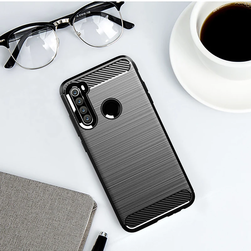 Чехол для Xiaomi Redmi Note 8T матовый мягкий силиконовый бампер из углеродного волокна
