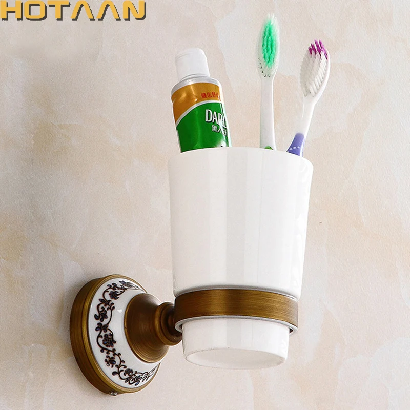 

Free shipping Fashion toothbrush holder,Pure copper Ceramic cup, Bathroom cup holder bathroom set-wholesale YT-13297